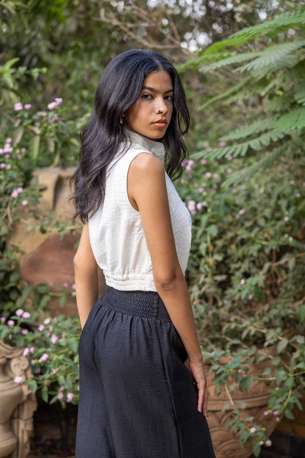 Darted Off White Top