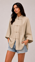 Sandy Beige Chinese Kimono