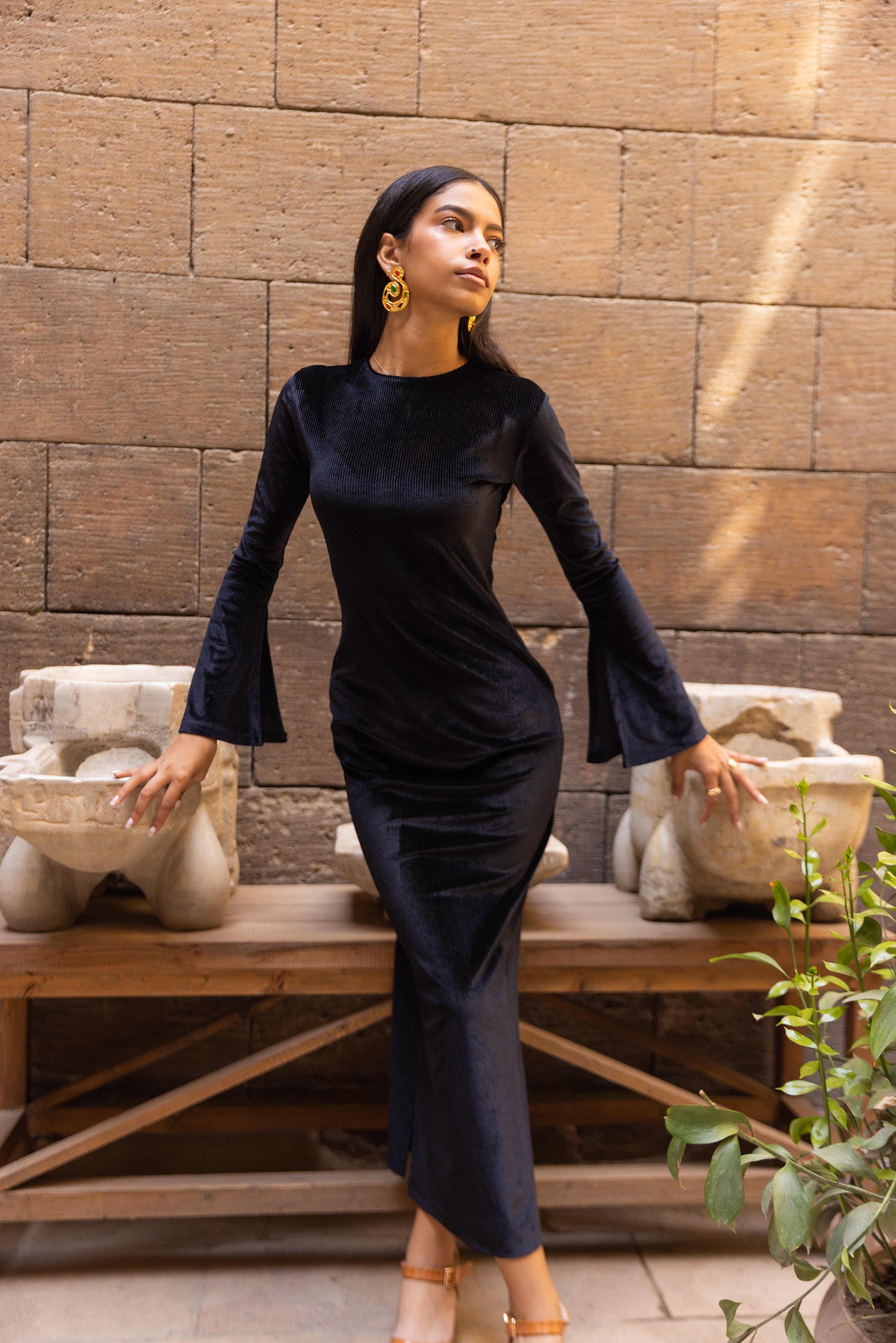 Black Fitted Dress Runes Black Fitted Dress Runes