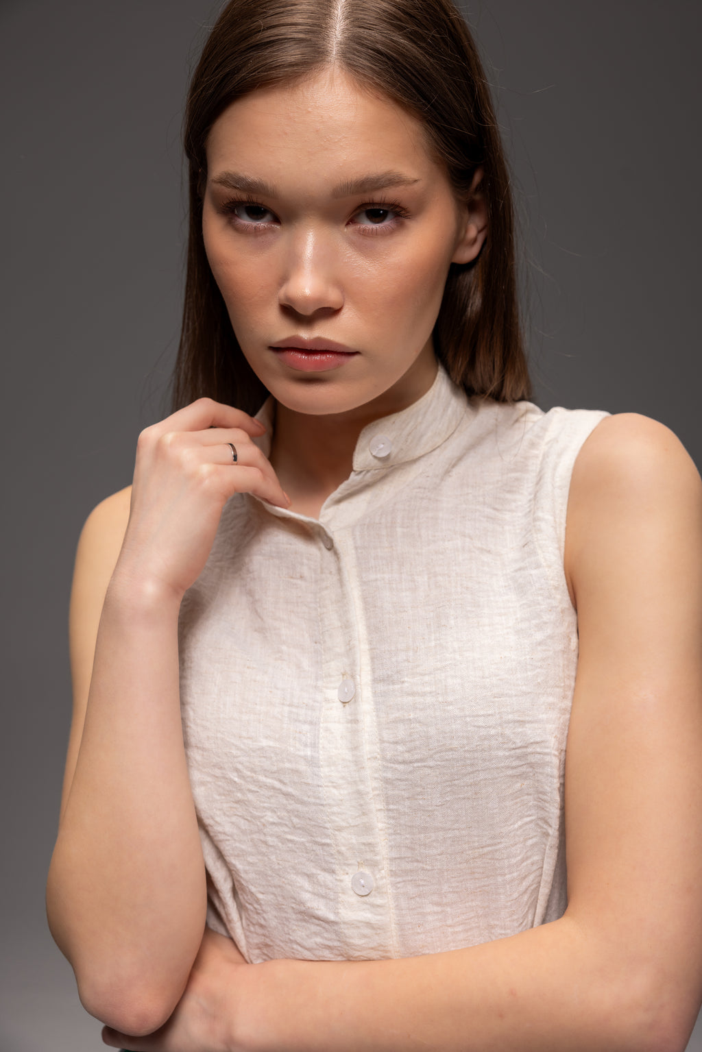 Darted Off White Top