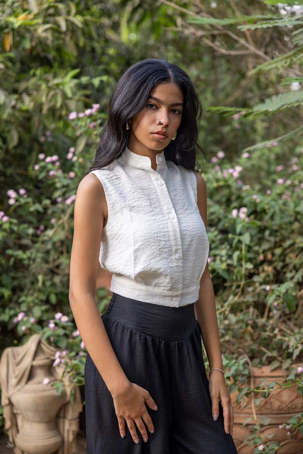 Darted Off White Top