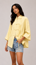 Butter Yellow Chinese Kimono