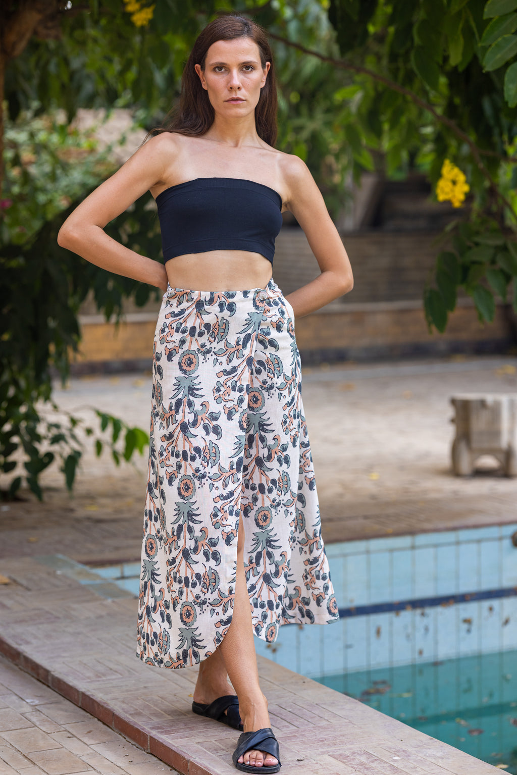Boho Linen Wrap Skirt